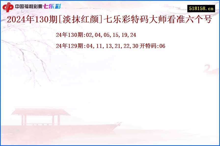 2024年130期[淡抹红颜]七乐彩特码大师看准六个号