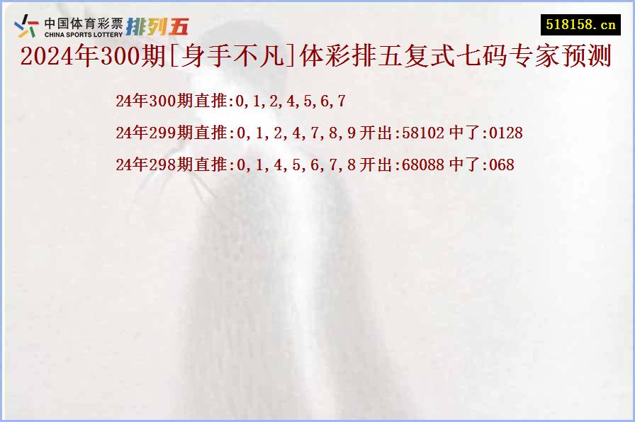 2024年300期[身手不凡]体彩排五复式七码专家预测