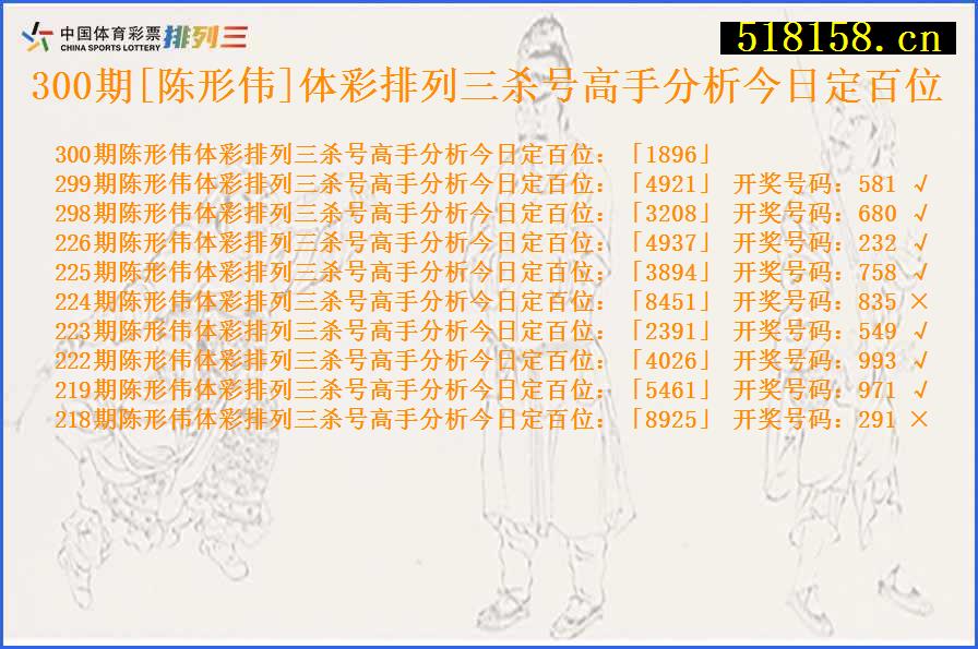 300期[陈形伟]体彩排列三杀号高手分析今日定百位