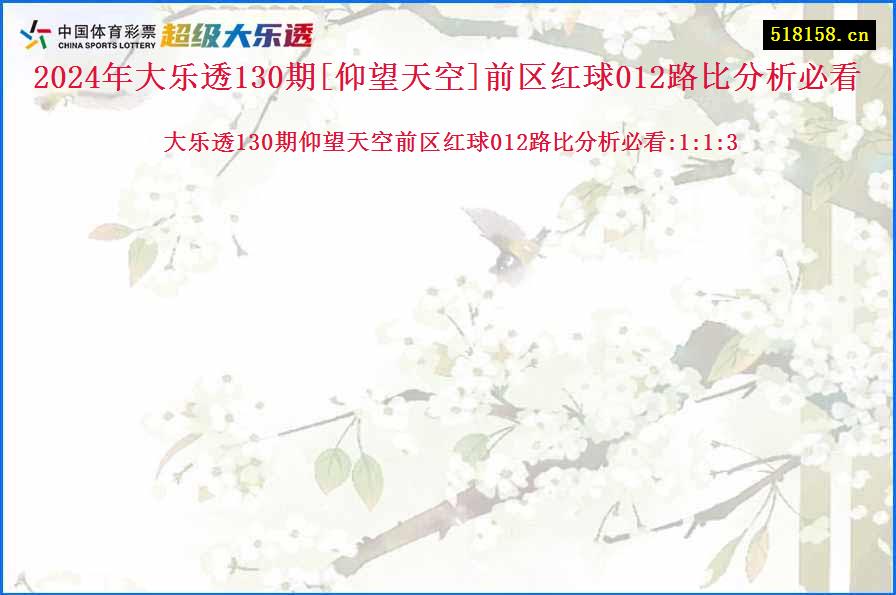 2024年大乐透130期[仰望天空]前区红球012路比分析必看