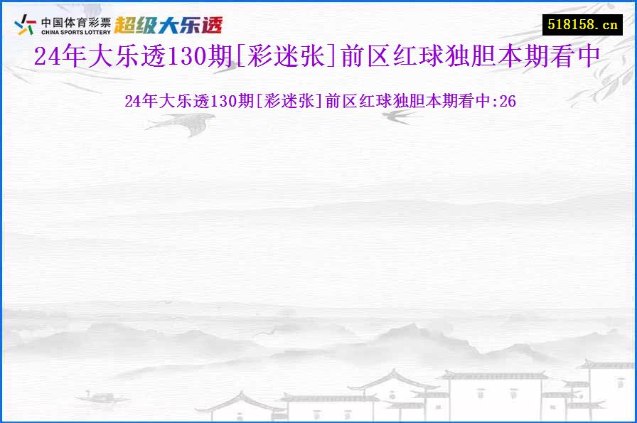 24年大乐透130期[彩迷张]前区红球独胆本期看中