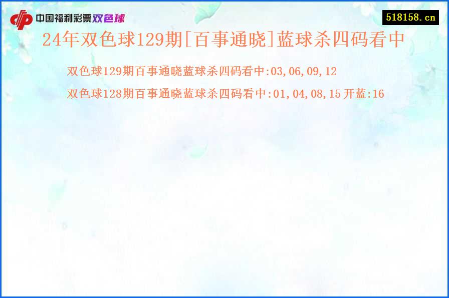 24年双色球129期[百事通晓]蓝球杀四码看中