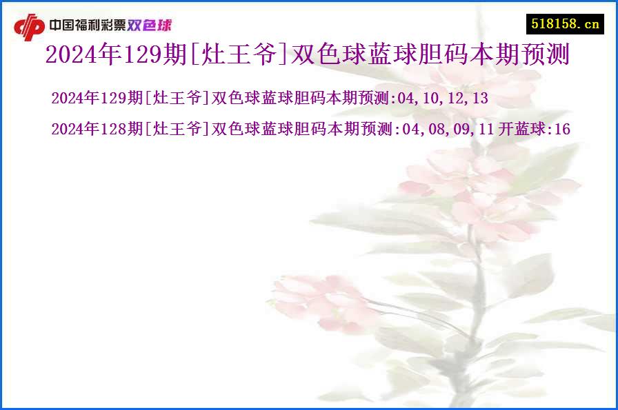 2024年129期[灶王爷]双色球蓝球胆码本期预测