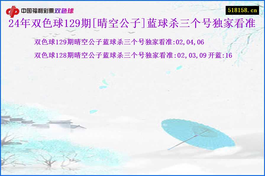 24年双色球129期[晴空公子]蓝球杀三个号独家看准