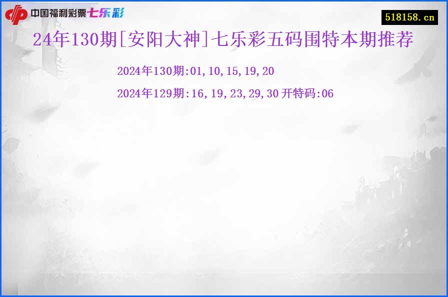 24年130期[安阳大神]七乐彩五码围特本期推荐