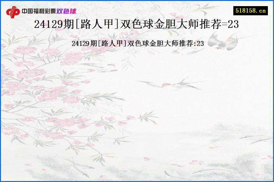 24129期[路人甲]双色球金胆大师推荐=23