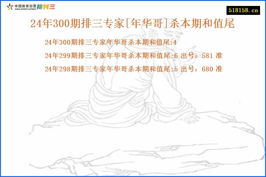 24年300期排三专家[年华哥]杀本期和值尾