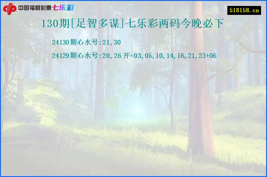 130期[足智多谋]七乐彩两码今晚必下