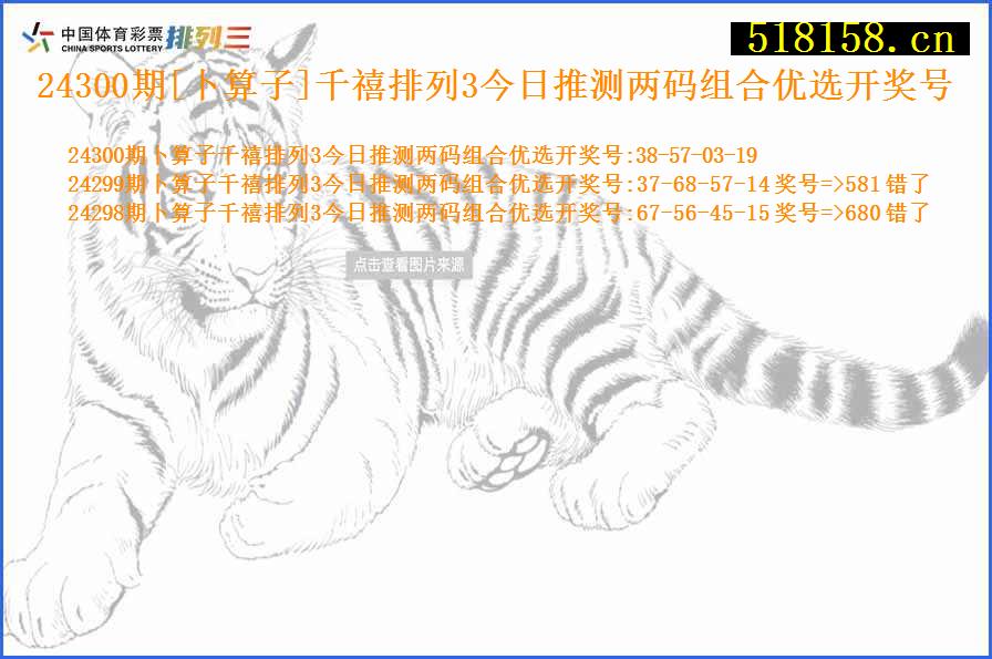 24300期[卜算子]千禧排列3今日推测两码组合优选开奖号