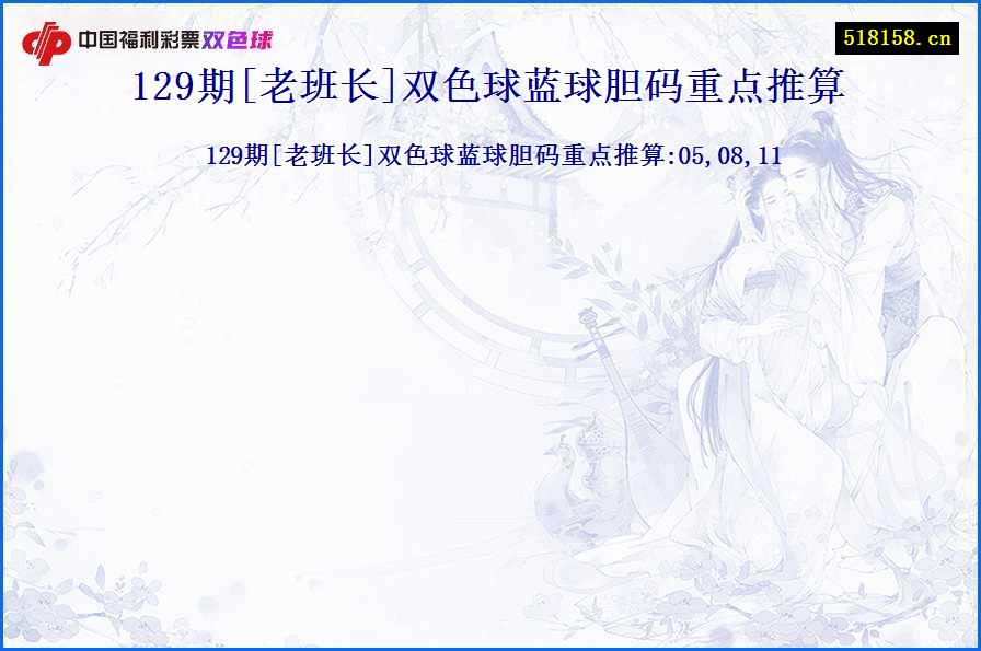 129期[老班长]双色球蓝球胆码重点推算