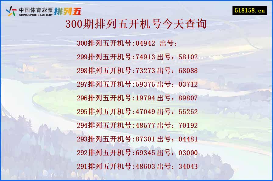 300期排列五开机号今天查询