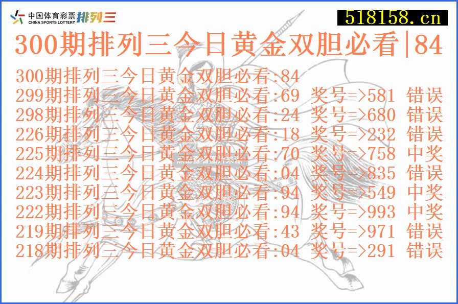 300期排列三今日黄金双胆必看|84