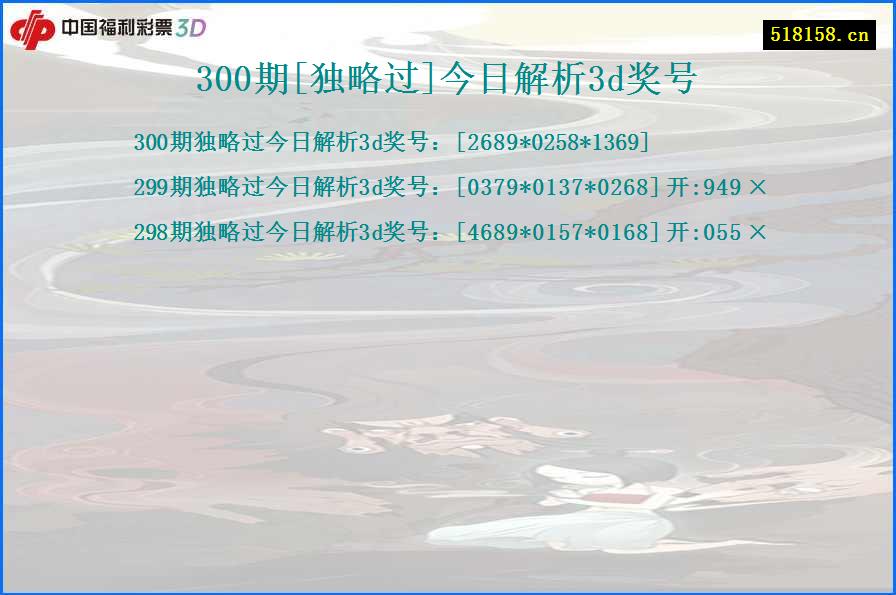 300期[独略过]今日解析3d奖号