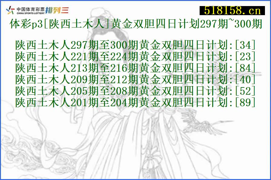 体彩p3[陕西土木人]黄金双胆四日计划297期~300期