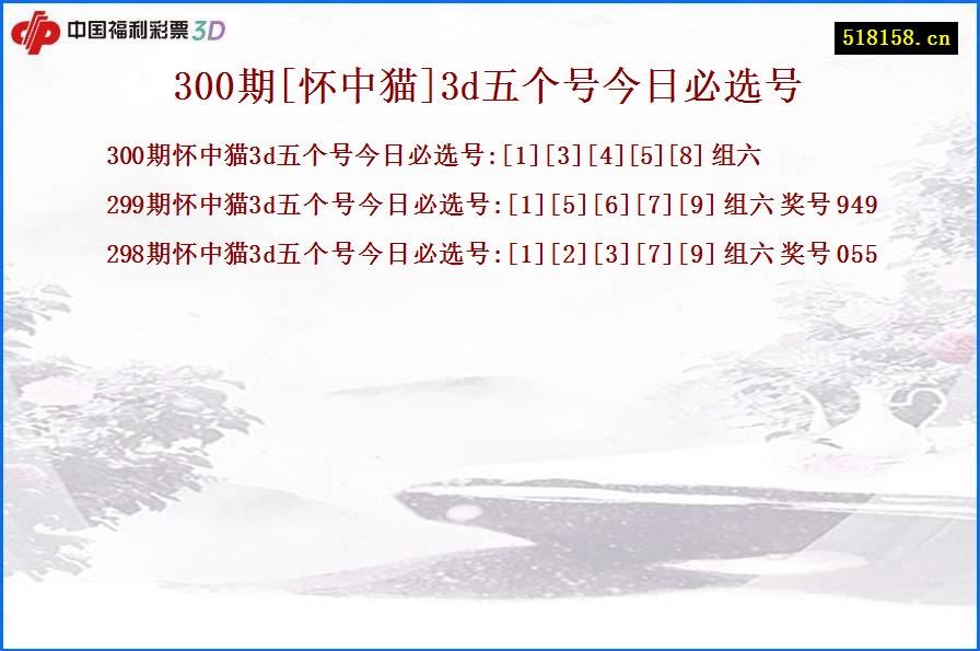 300期[怀中猫]3d五个号今日必选号