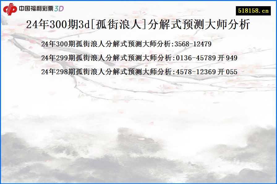 24年300期3d[孤街浪人]分解式预测大师分析