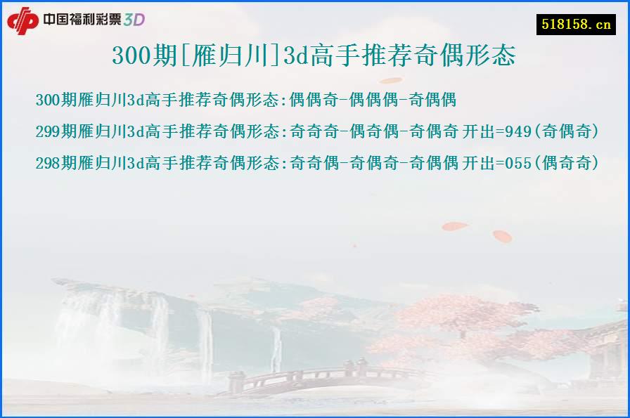 300期[雁归川]3d高手推荐奇偶形态