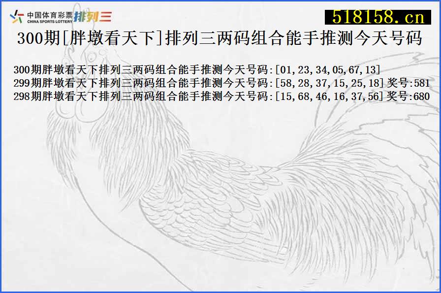 300期[胖墩看天下]排列三两码组合能手推测今天号码