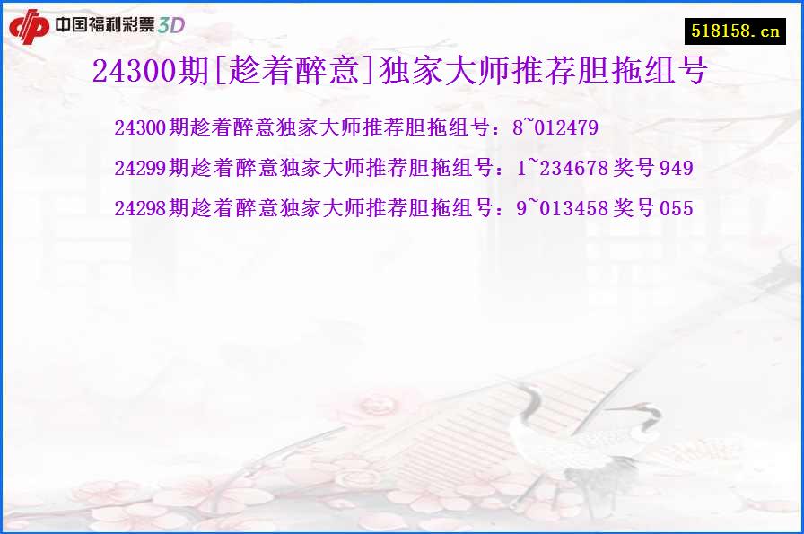 24300期[趁着醉意]独家大师推荐胆拖组号