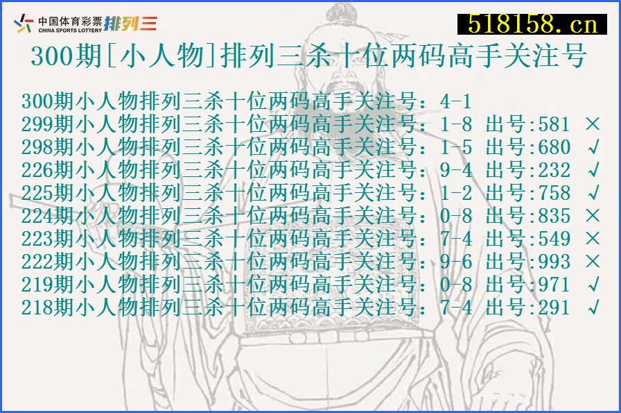 300期[小人物]排列三杀十位两码高手关注号