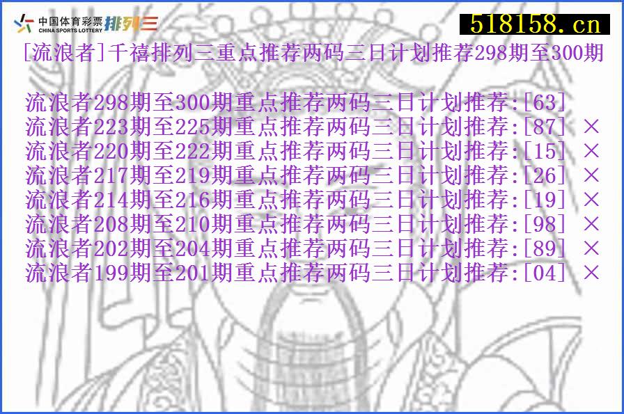 [流浪者]千禧排列三重点推荐两码三日计划推荐298期至300期