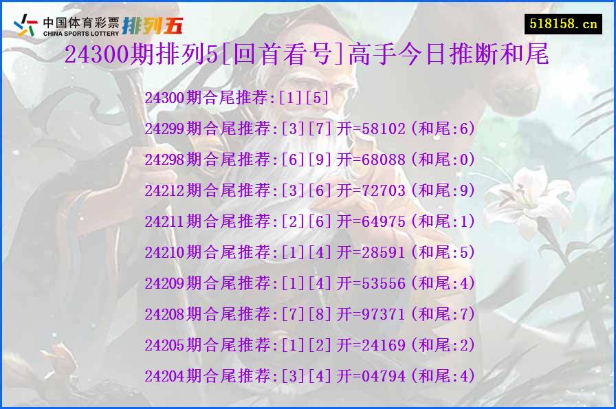 24300期排列5[回首看号]高手今日推断和尾