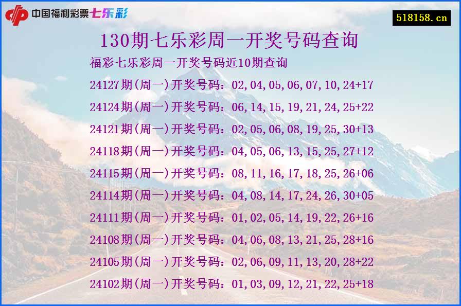 130期七乐彩周一开奖号码查询