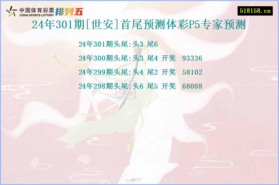 24年301期[世安]首尾预测体彩P5专家预测