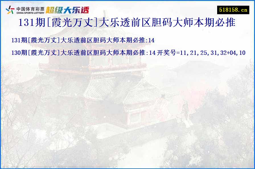 131期[霞光万丈]大乐透前区胆码大师本期必推