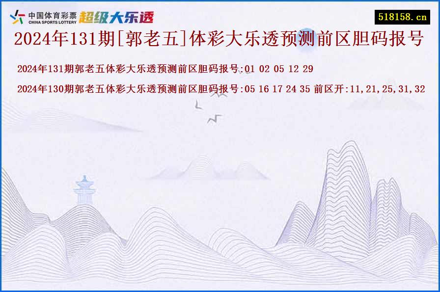 2024年131期[郭老五]体彩大乐透预测前区胆码报号