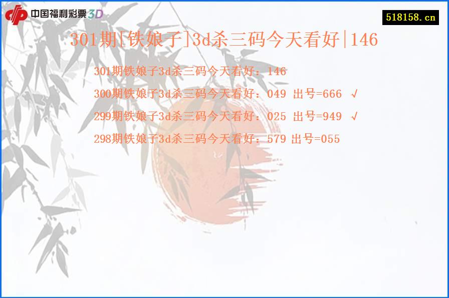 301期[铁娘子]3d杀三码今天看好|146