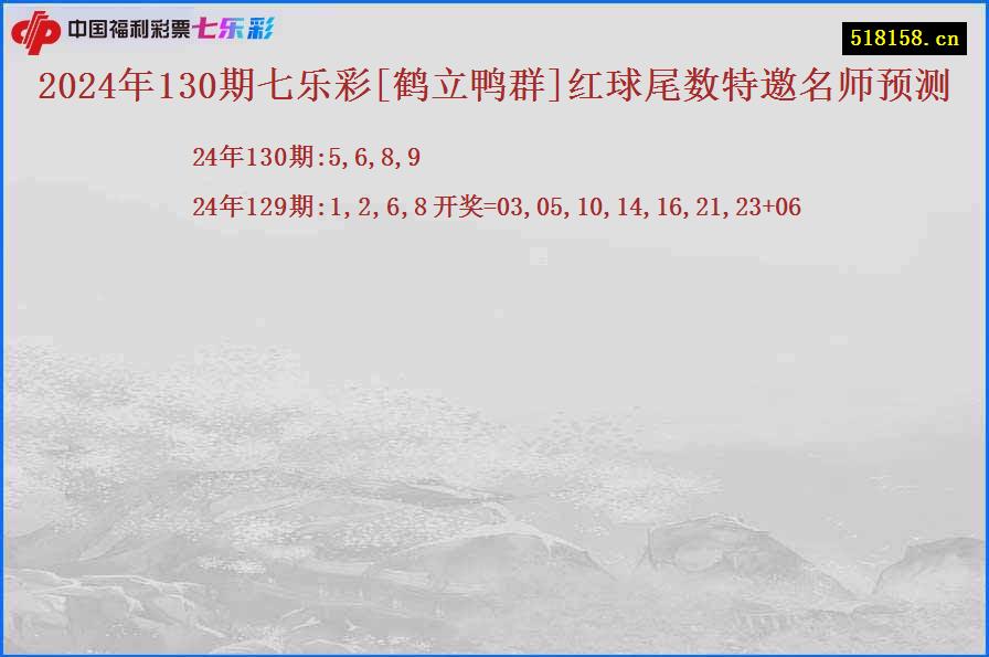 2024年130期七乐彩[鹤立鸭群]红球尾数特邀名师预测