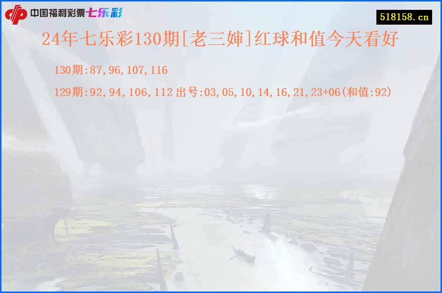 24年七乐彩130期[老三婶]红球和值今天看好