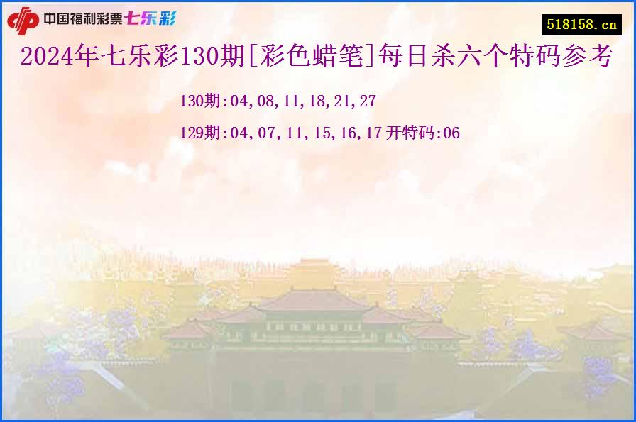 2024年七乐彩130期[彩色蜡笔]每日杀六个特码参考