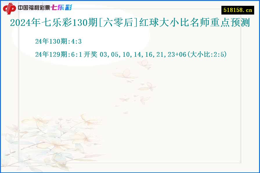 2024年七乐彩130期[六零后]红球大小比名师重点预测