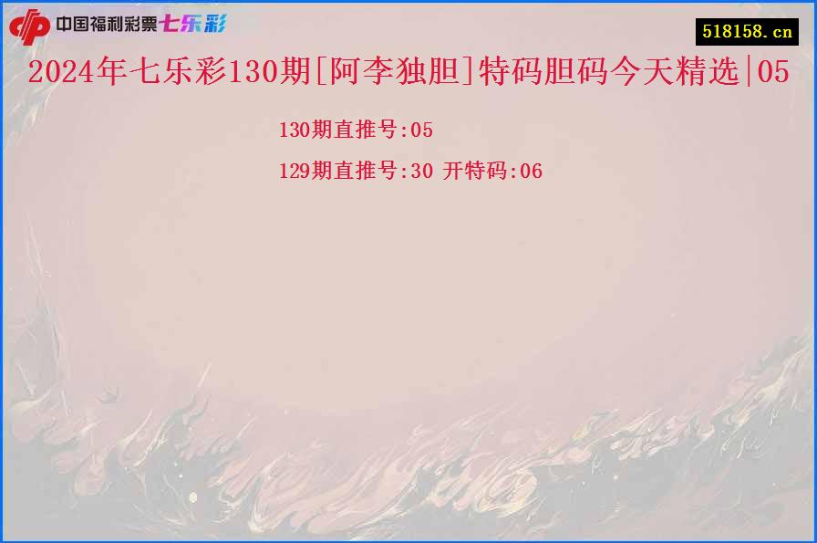 2024年七乐彩130期[阿李独胆]特码胆码今天精选|05