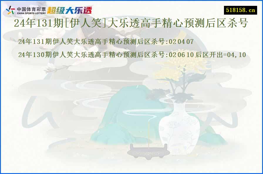 24年131期[伊人笑]大乐透高手精心预测后区杀号