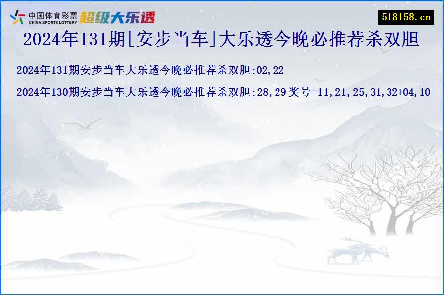 2024年131期[安步当车]大乐透今晚必推荐杀双胆