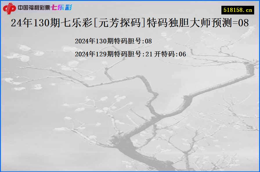 24年130期七乐彩[元芳探码]特码独胆大师预测=08