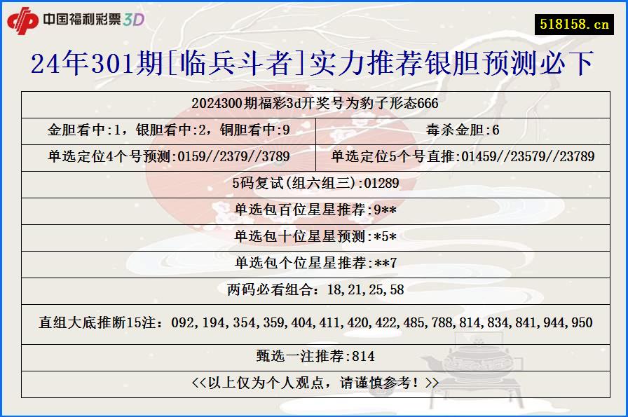 24年301期[临兵斗者]实力推荐银胆预测必下