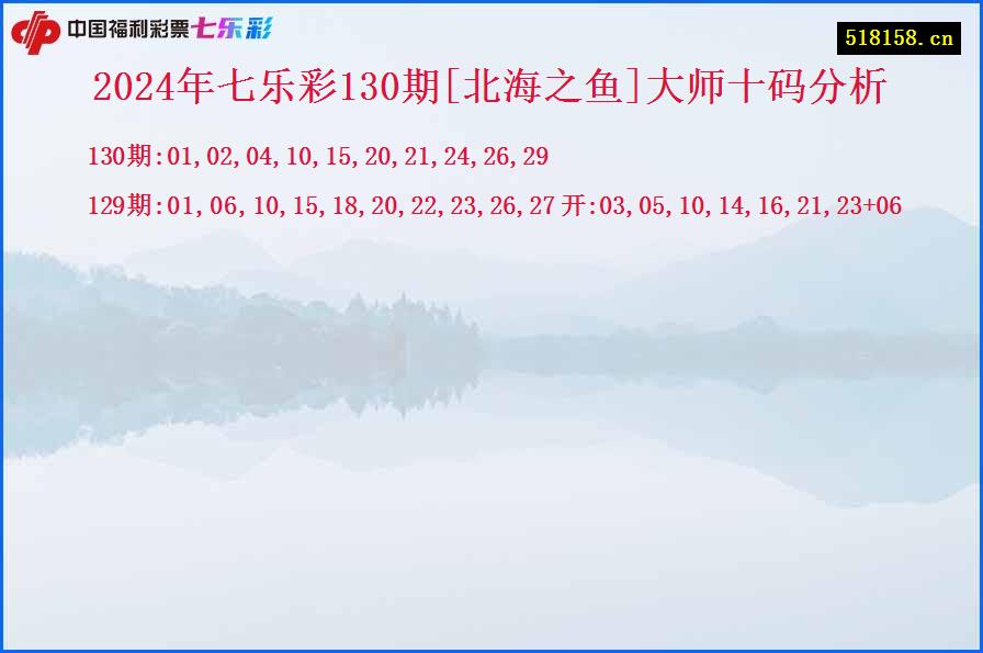 2024年七乐彩130期[北海之鱼]大师十码分析