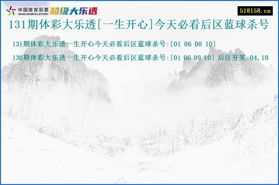 131期体彩大乐透[一生开心]今天必看后区蓝球杀号