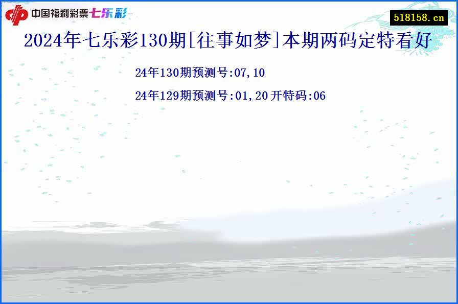 2024年七乐彩130期[往事如梦]本期两码定特看好