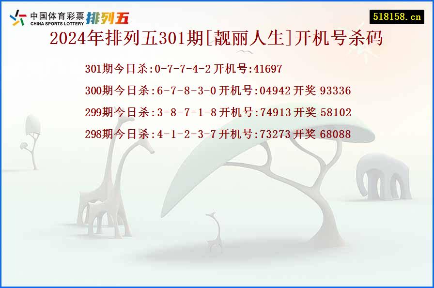 2024年排列五301期[靓丽人生]开机号杀码