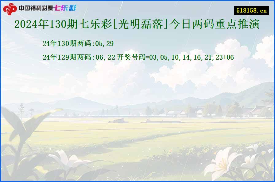 2024年130期七乐彩[光明磊落]今日两码重点推演