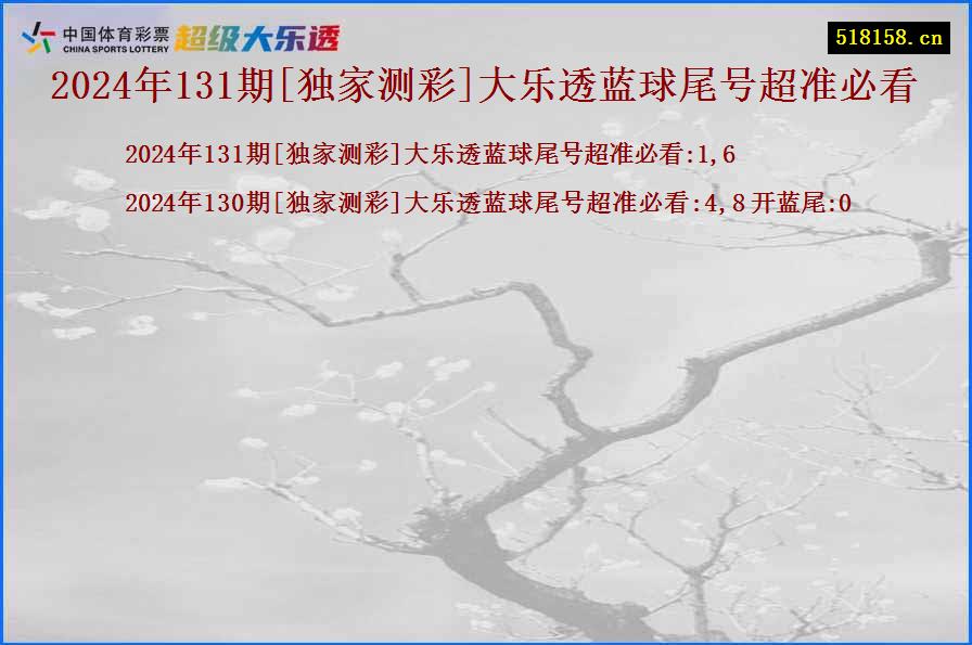 2024年131期[独家测彩]大乐透蓝球尾号超准必看