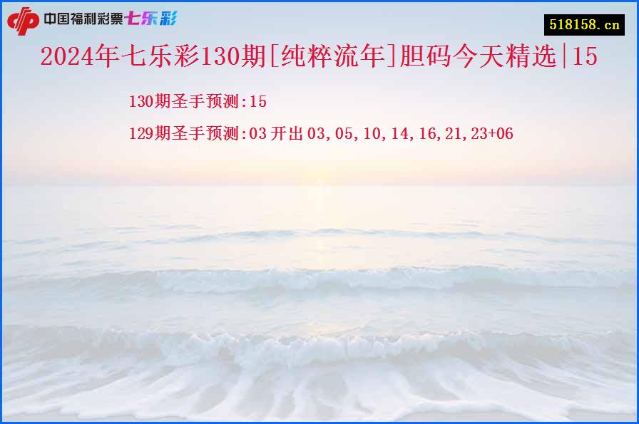 2024年七乐彩130期[纯粹流年]胆码今天精选|15