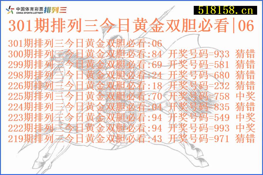 301期排列三今日黄金双胆必看|06