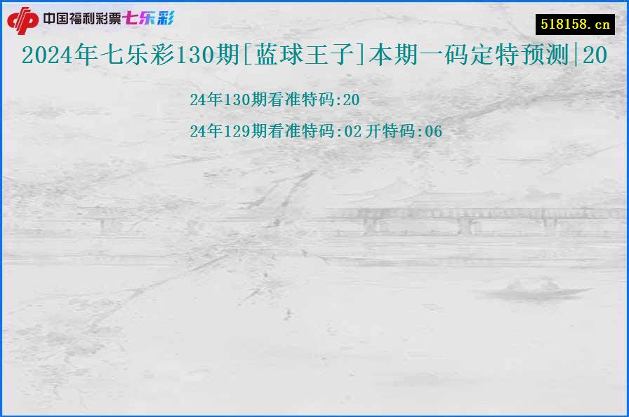 2024年七乐彩130期[蓝球王子]本期一码定特预测|20