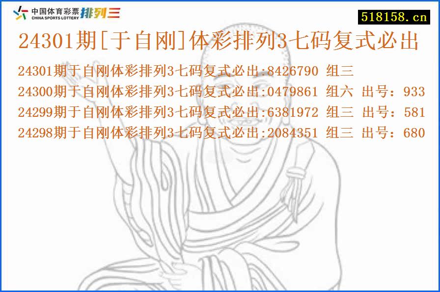 24301期[于自刚]体彩排列3七码复式必出